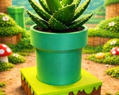 Super Mario Warp Pipe Planter – 3D Printed Geeky Plant Pot – Retro Gaming Decor