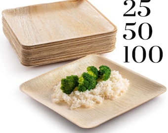 Rewts 6" Bamboo Style Palm Leaf Dessert Appetizer Plates | Eco-friendly, Compostable Disposable Plates For Camping, Wedding, Parties