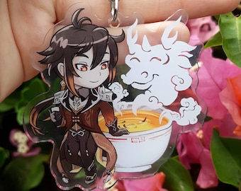 Genshin Drinks- Zhongli 2.5" Single-Sided Keychain Charm