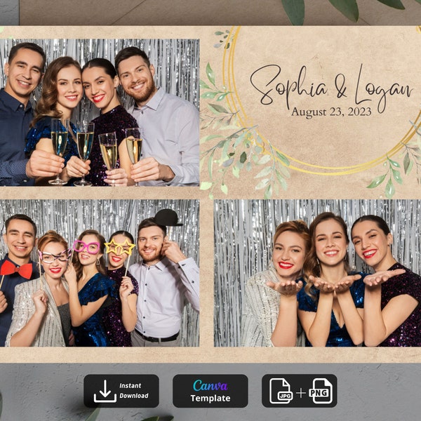 Wedding photobooth template, photobooth template, 4x6 background, modern party, editable overlay, photobox template for DSLRbooth, Gold ring