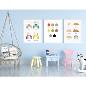 11 Educational Posters Set For Kids and Toddlers,Printable Home School Prints, Boho Educational Wall Art,Learning Poster,Alphabet
