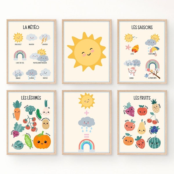 Ensemble van 25 educatieve affiches voor kinderen en kinderen, tout-petits, kunstmuurschildering Boho, affiche d'apprentissage, prescolaire