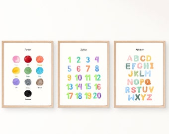 22 pädagogische Poster-Set für Spielzimmer und Kinder, Kleinkinder, bedruckbar, Boho-Bildungswandkunst, Lernposter, Vorschulwandkunst