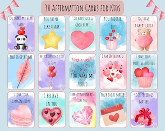 30 Affirmation Cards for Kids | affirmation cards | positive affirmation | Daily Affirmation Set | Printable Affirmations