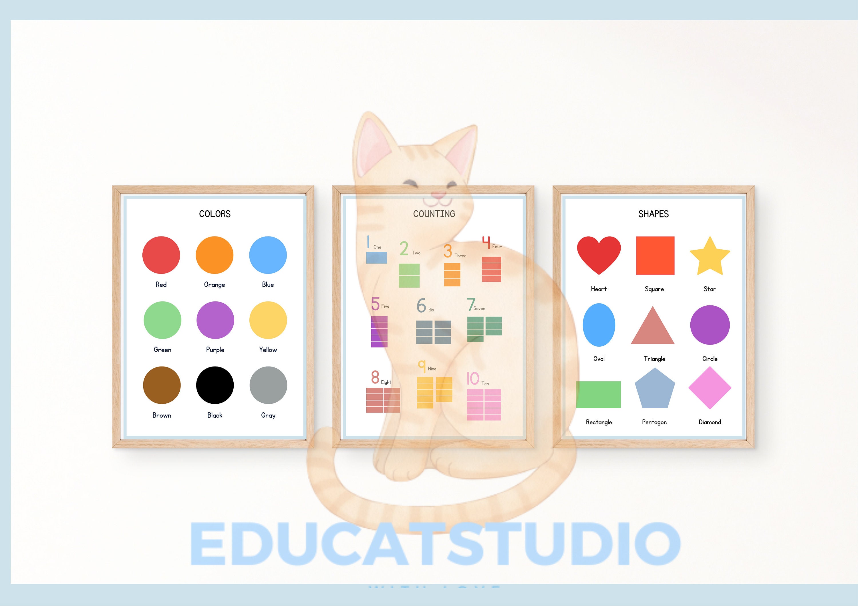 18 Educational Posters Set for Playroom and Kids, Toddlers, Printable ...