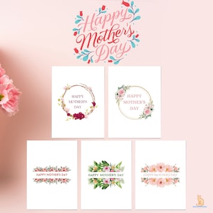 Tarjeta del día de las madres imprimible, tarjeta del día de la madre feliz, tarjeta del día de la madre imprimible, descarga digital, acuarela floral, JPG / PNG