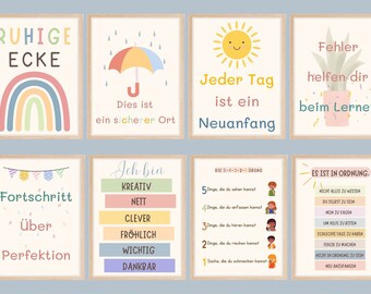 Ruhige Ecke  / Calm Corner Prints | Boho Set | Printable Decor | Wall Art Social Emotional | Self Regulation Poster| Feelings Chart Bundle
