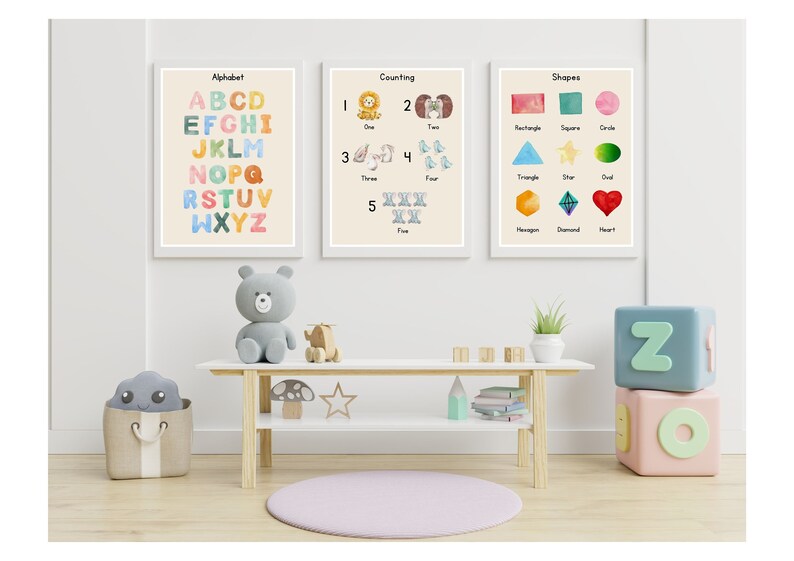 22 Educational Posters Set for Playroom and Kids, Toddlers, Printable ...