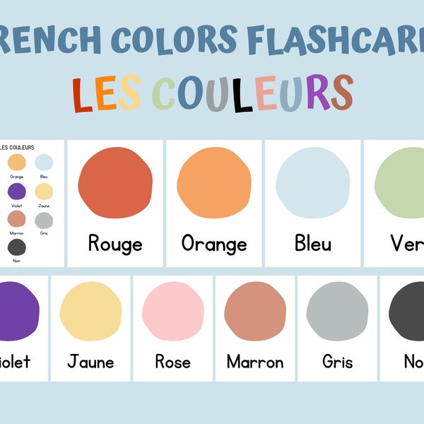 French colors flashcards | Les couleurs