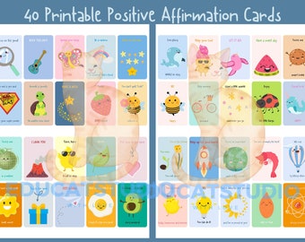 40 Printable Positive Affirmation Cards for Kids | Motivational Cards