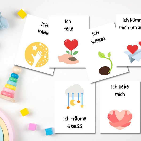 50 Kinder Positive Affirmation Karten, Affirmationskarten für Kinder zum Üben von Meditation, tägliches Affirmationsset