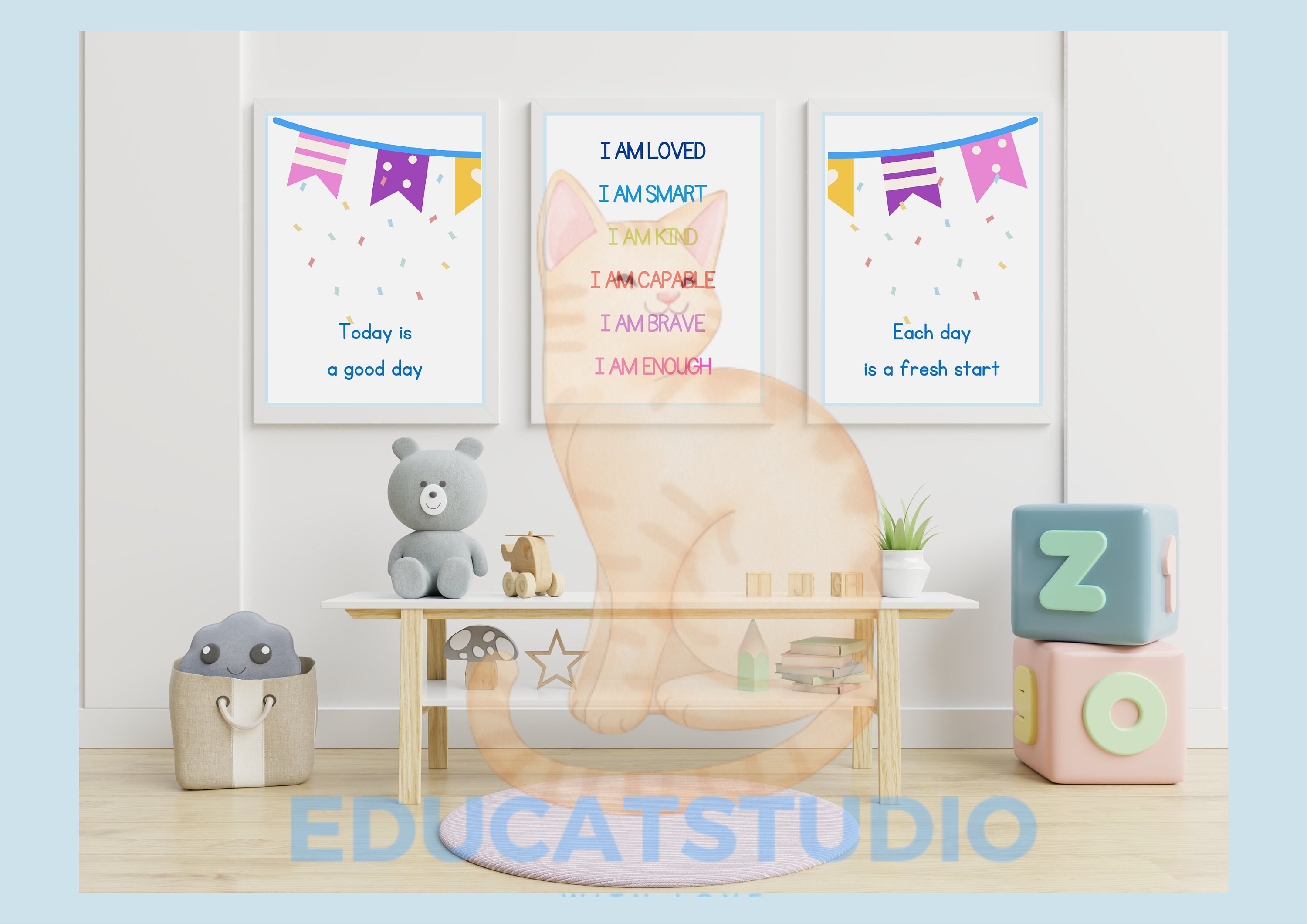 18 Educational Posters Set for Playroom and Kids, Toddlers, Printable ...
