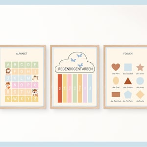 23 pädagogische Poster-Boho-Set für Spielzimmer und Kinder, Kleinkinder, bedruckbar, Boho-Bildungswandkunst, Lernposter, Vorschulwandkunst