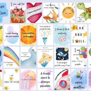 26 Kinder positive Affirmationskarten, Achtsamkeitsgeschenk für Kinder zum Meditieren, tägliches Affirmationsset, druckbare Affirmationen