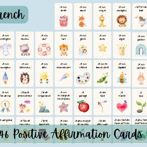 46 Cartes d'affirmation, Petite enfance, Affirmation positive, Apprentissage, estime de soi, Confiance en soi