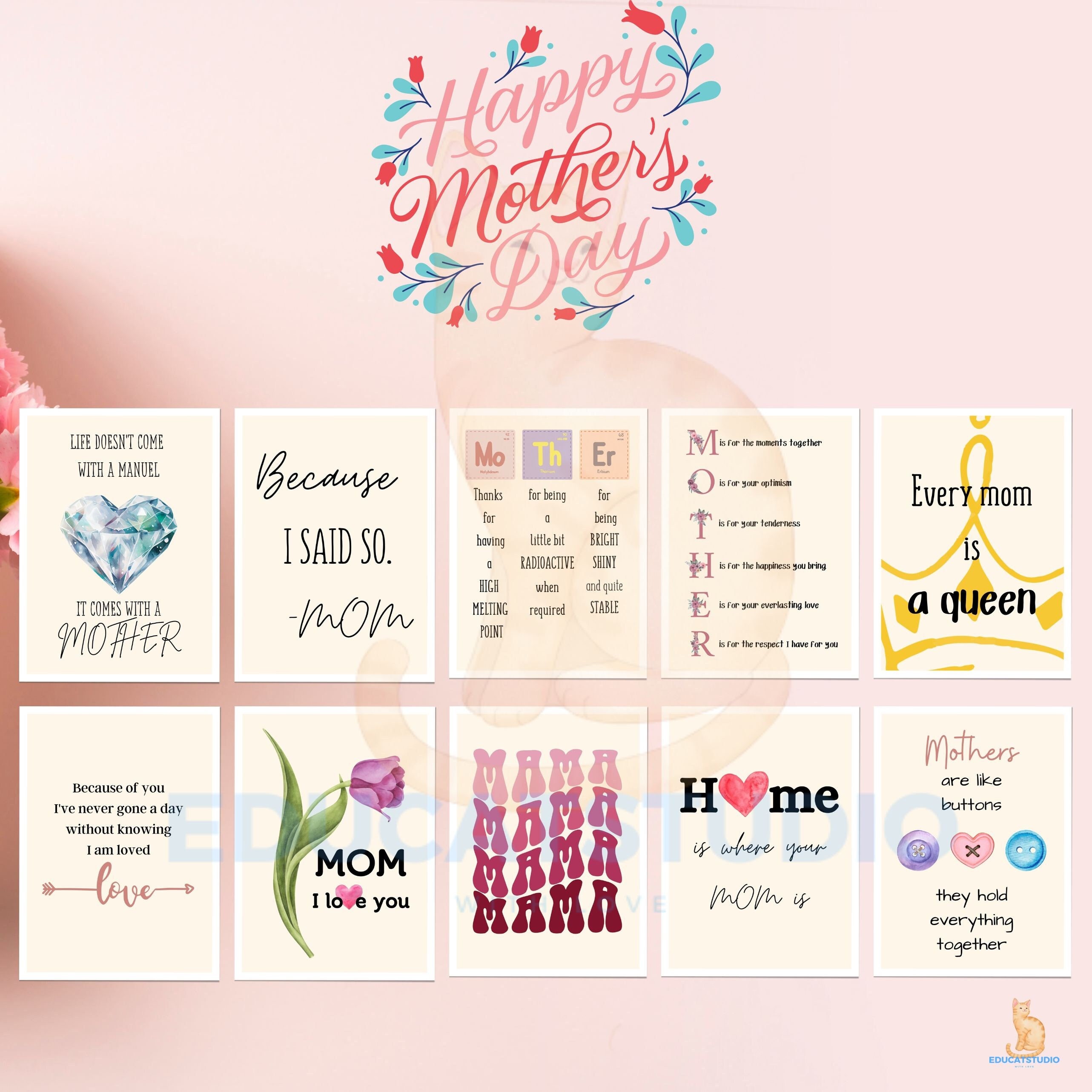 Mothers Day Card Printable, Happy Mother's Day Card, Printable Mother's