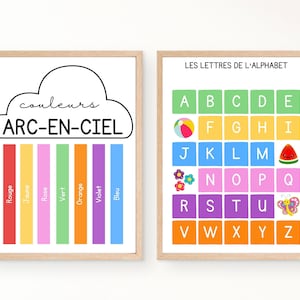 Ensemble de 15 affiches éducatives pour salle de jeux et enfants, tout-petits, art mural éducatif Boho, affiche d'apprentissage, préscolaire