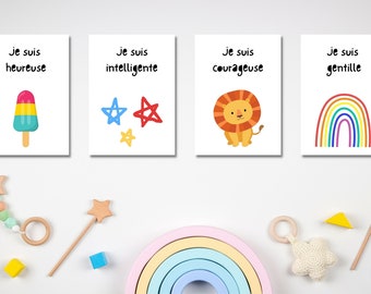 46 Cartes d'affirmation, Petite enfance, Affirmation positive, Apprentissage, estime de soi