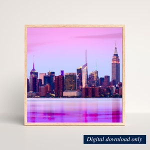 Retro New York City Skyline Ai Art Print, Manhattan Skyline Wall Art, Instant Download, Downloadable Digital Print, Printable Art