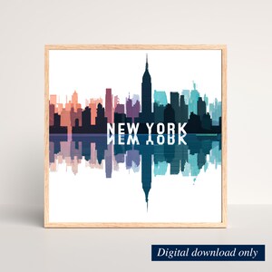 New York City Skyline Ai Art Print, Manhattan Skyline Wall Art, Instant Download, Downloadable Digital Print, Printable Art
