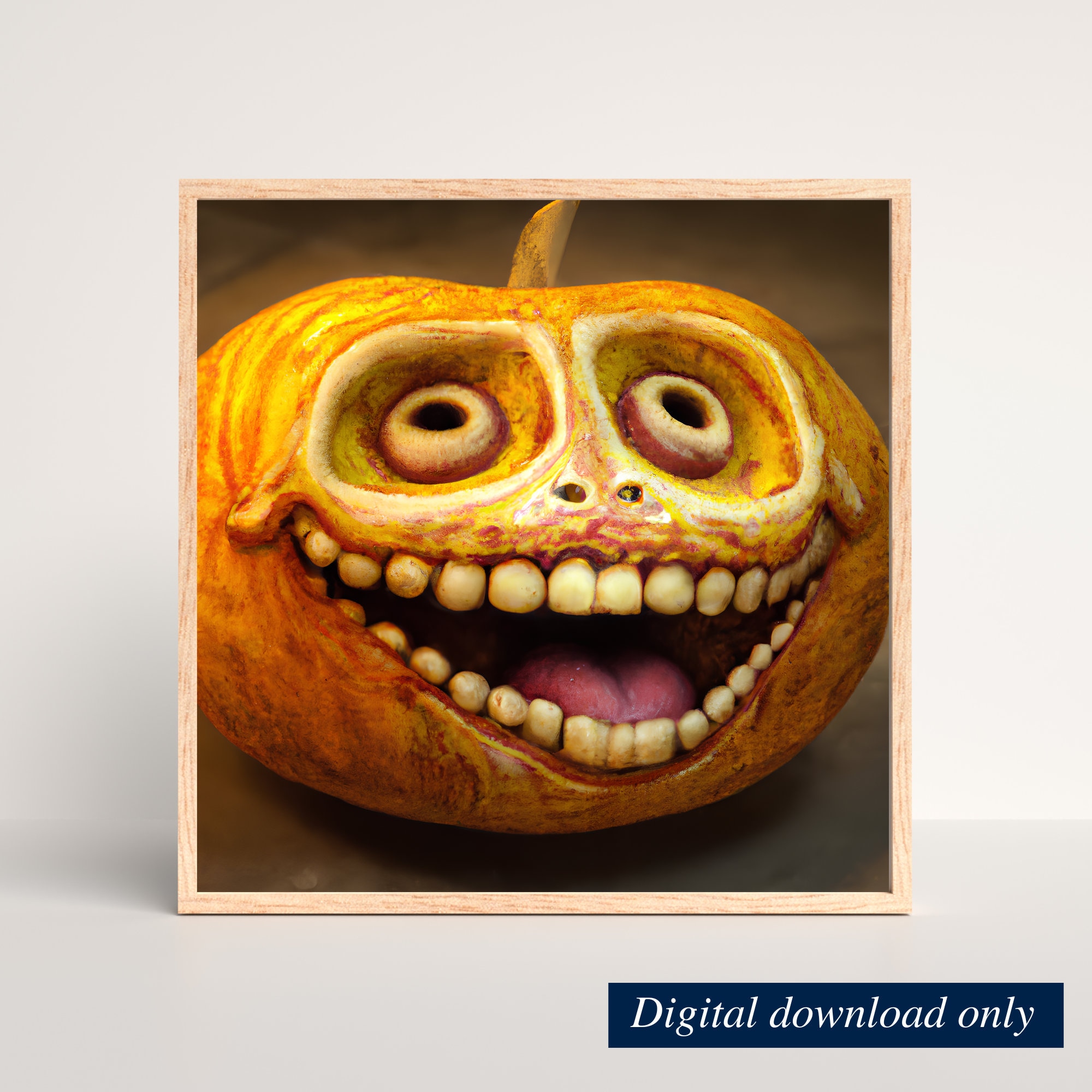 Troll Face Pumpkin Halloween Ai Art Print Creepy (Download Now) 