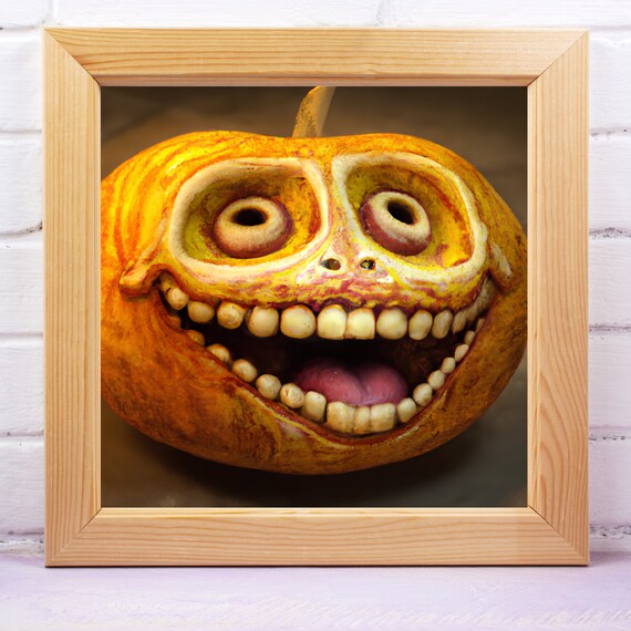 Troll Face Pumpkin Halloween Ai Art Print Creepy (Download Now) 