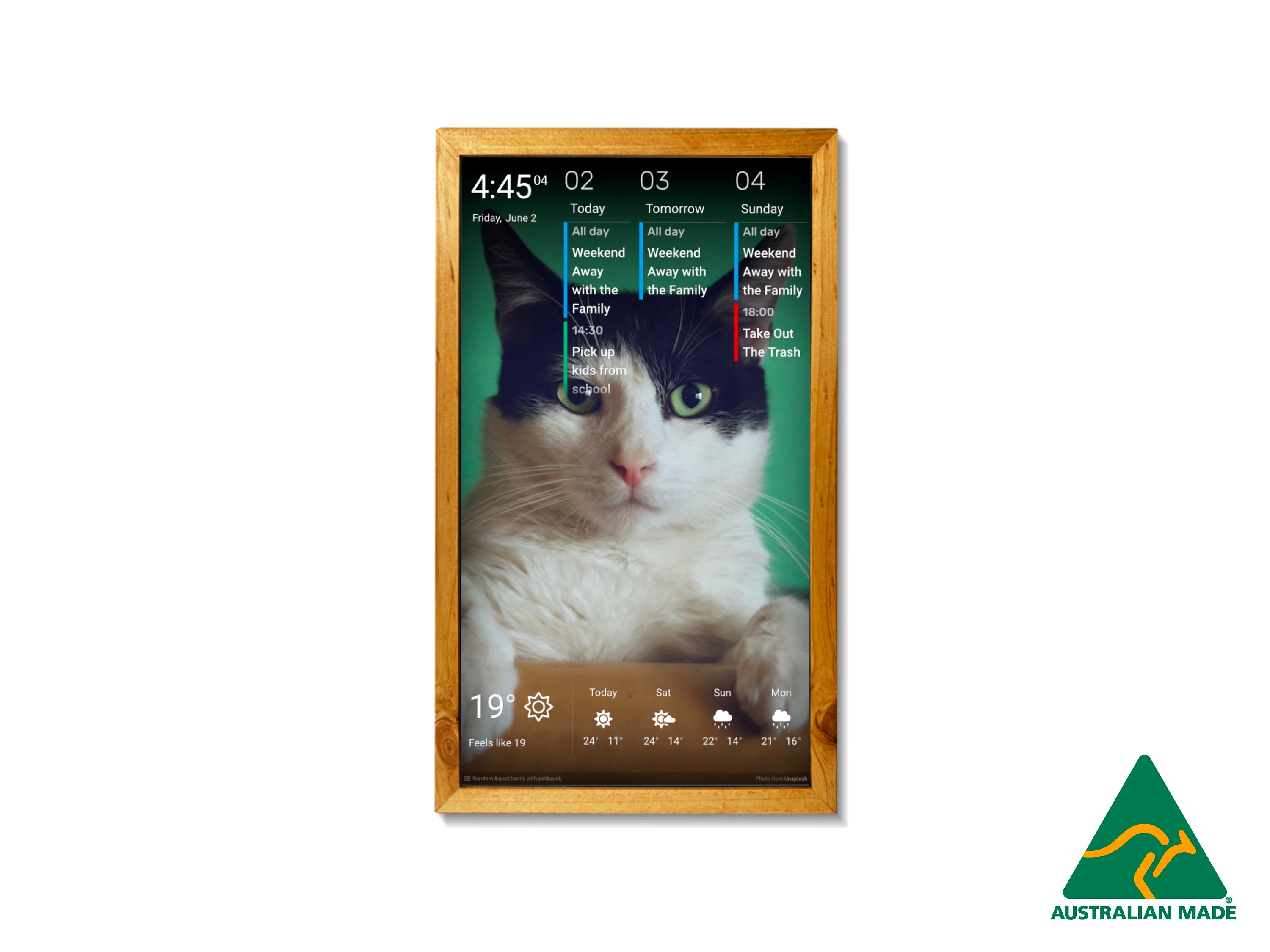 Thin Electronic Wall Calendar, Family Command Center, Home Assistant