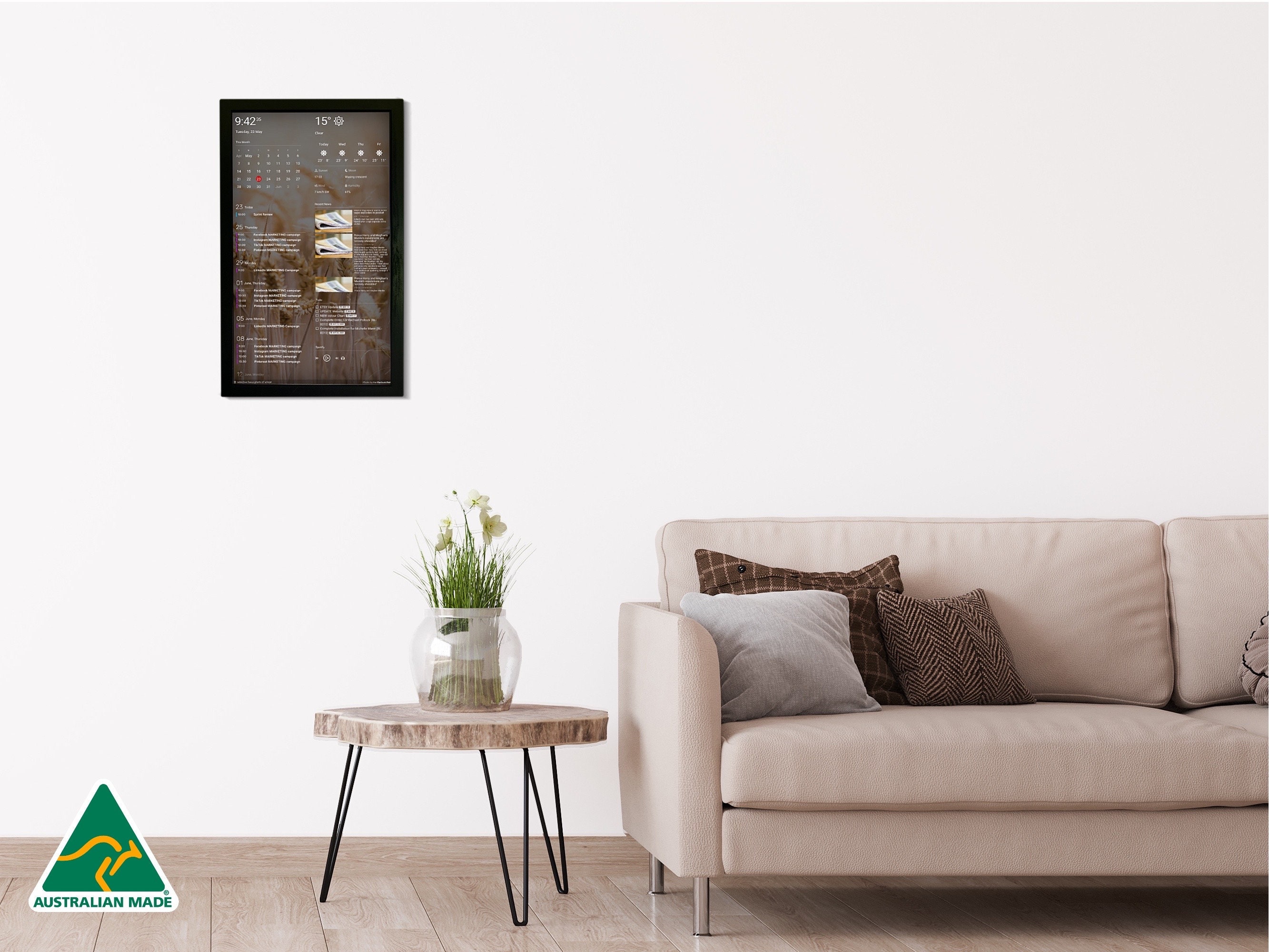 Thin Electronic Wall Calendar, Family Command Center, Home Assistant