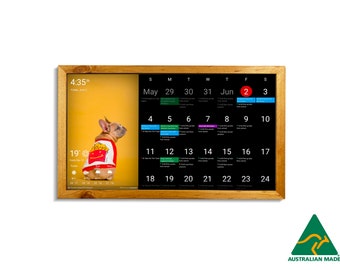 DAKboard Digital Calendar 24 Inch in Sustainable Wood Frame, Home Planner, Wifi Calendar, Family Command Center, Chore Chart, Wall Dashboard