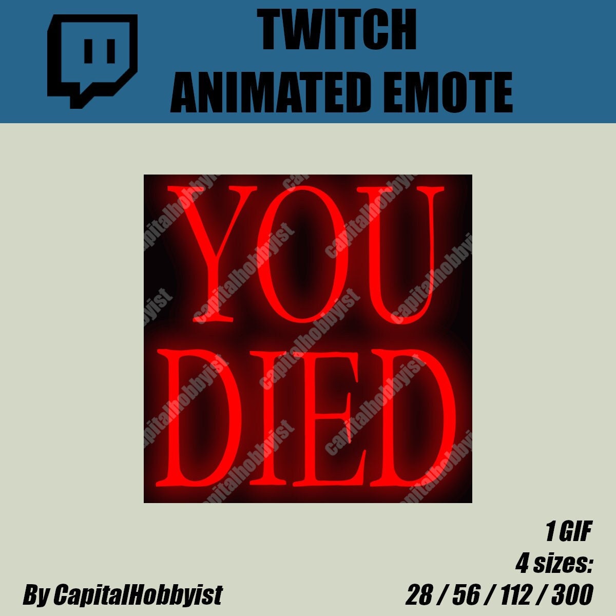 YOU DIED [animated GIF] Emote Dark Souls Fromsoft Twitch Emote
