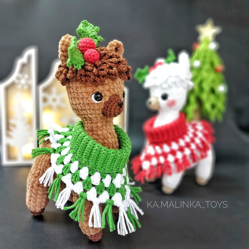 Crochet Christmas Alpaca, Amigurumi Cute Llama Pattern, Crochet Alpaca, Christmas Pattern Llama, Pattern in ENG, Amigurumi Alpaca Pattern image 2