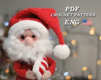 Crochet PATTERN Santa Claus crochet christmas PDF Eng, Amigurumi Christmas doll tutorial, Christmas gnome doll, Christmas tree decoration