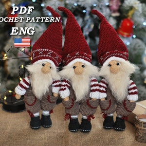Cute Christmas Gnome Crochet Pattern, Scandinavian Gnome, Amigurumi Christmas toy, Gnome diy pattern, Crochet Pattern Nordic Gnomes