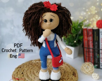 Crochet doll pattern, cute amigurumi interior doll pdf pattern in eng, amigurumi doll, birthday present, DIY crochet doll, toy for a girl