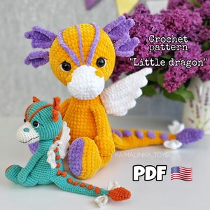 Crochet Pattern Little Dragon, Amigurumi Pattern Dragon, Amigurumi Cute Dragon Pattern, English Crochet Pattern PDF, Symbol of 2024 new year