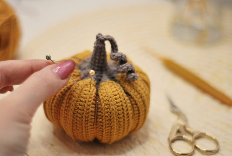 Crochet pumpkin pattern PDF in Eng, size 3.5, Halloween and Thanksgiving Crochet Pumpkin Decor Pattern, amigurumi pumpkin tutorial image 6