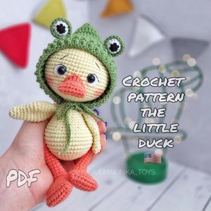DUCK Crochet Pattern, English Crochet Pattern, Amigurumi Duck, Crochet Pattern the Little Duck, Cute Duck in a hat