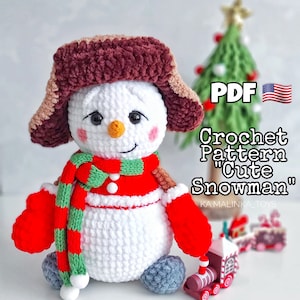 Crochet Snowman Christmas Pattern, Amigurumi Plush Snowman pattern, Amigurumi Christmas Snowman crochet Pattern PDF in ENG,Amigurumi Snowman