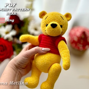 SCHEMA orso Сrochet, animali amigurumi all'uncinetto orsetto PDF in inglese, modello uncinetto facile orso amigurumi orso in vestiti, tutorial imbottito