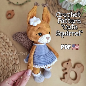 Crochet Squirrel Pattern, Amigurumi Squirrel crochet Pattern little Squirrel Amigurumi stuff toys tutorial, Crochet Squirrel, Pattern in ENG