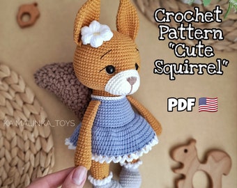 Crochet Squirrel Pattern, Amigurumi Squirrel crochet Pattern little Squirrel Amigurumi stuff toys tutorial, Crochet Squirrel, Pattern in ENG