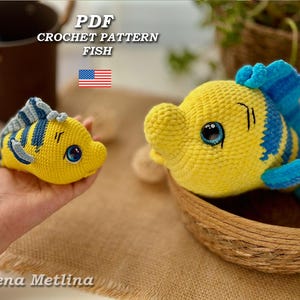 Amigurumi fish crochet patterns, amigurumi Clown fish crochet pattern PDF in Eng, amigurumi ocean Animal Crochet fish Pattern Clownfish