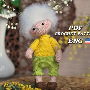 Crochet pattern doll, amigurumi doll PDF tutorial, interior cute crochet doll little boy, DIY doll crochet PDF Pattern in Eng, tutorial doll