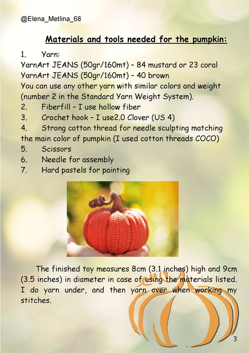 Crochet pumpkin pattern PDF in Eng, size 3.5, Halloween and Thanksgiving Crochet Pumpkin Decor Pattern, amigurumi pumpkin tutorial image 10