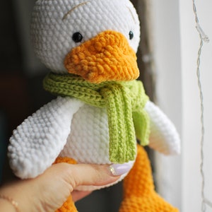 Crochet Goose pattern Amigurumi goose in scarf and with chamomile piush pattern PDF in Eng/Rr Easter Goose crochet toy pattern Crochet duck image 3