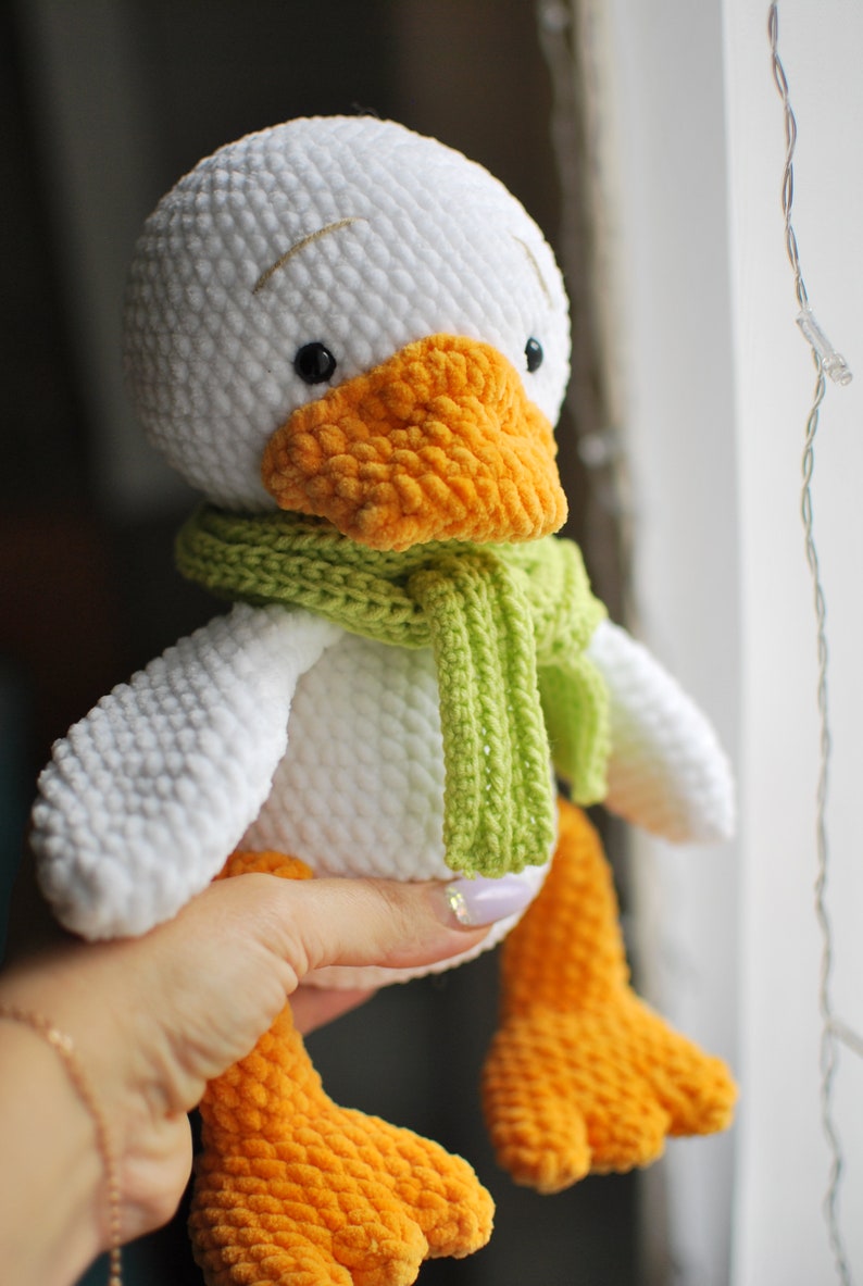 Crochet Goose pattern Amigurumi goose in scarf and with chamomile piush pattern PDF in Eng/Rr Easter Goose crochet toy pattern Crochet duck image 3