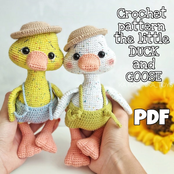 English Crochet Pattern the little DUCK and GOOSE,set pattern goose and duck,pattern the duck, pattern the goose,crochet duck, knitted goose