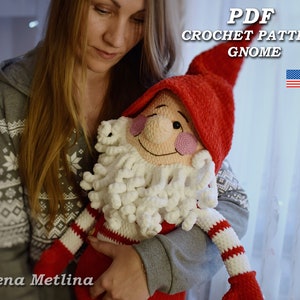 Crochet pattern Christmas  Gnome, amigurumi Christmas crochet holiday big gnome, amigurumi gnome Christmas crochet pattern in Eng, New Year