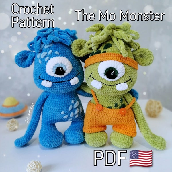 Crochet pattern funny monster, PDF pattern in Eng, Plush toy crochet cyclops, amigurumi monster tutorial, amigurumi doll pattern halloween