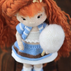 Cute crochet red-haired Caramelka the doll with removable clothes, Doll crochet pattern, Doll amigurumi tutorial, English PDF Pattern 画像 3